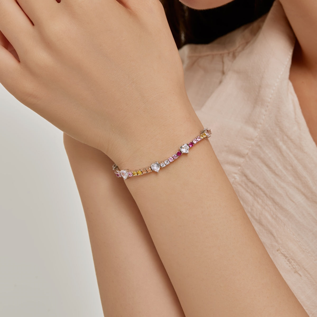 [ElanLuxe Jewelry]Romantic Heart Shape Round Cut Lover Bracelet