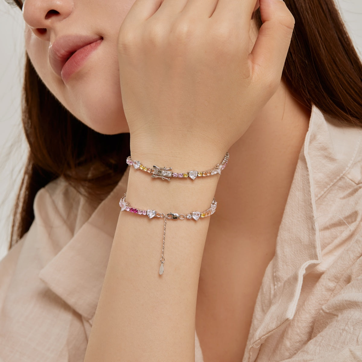 [ElanLuxe Jewelry]Romantic Heart Shape Round Cut Lover Bracelet