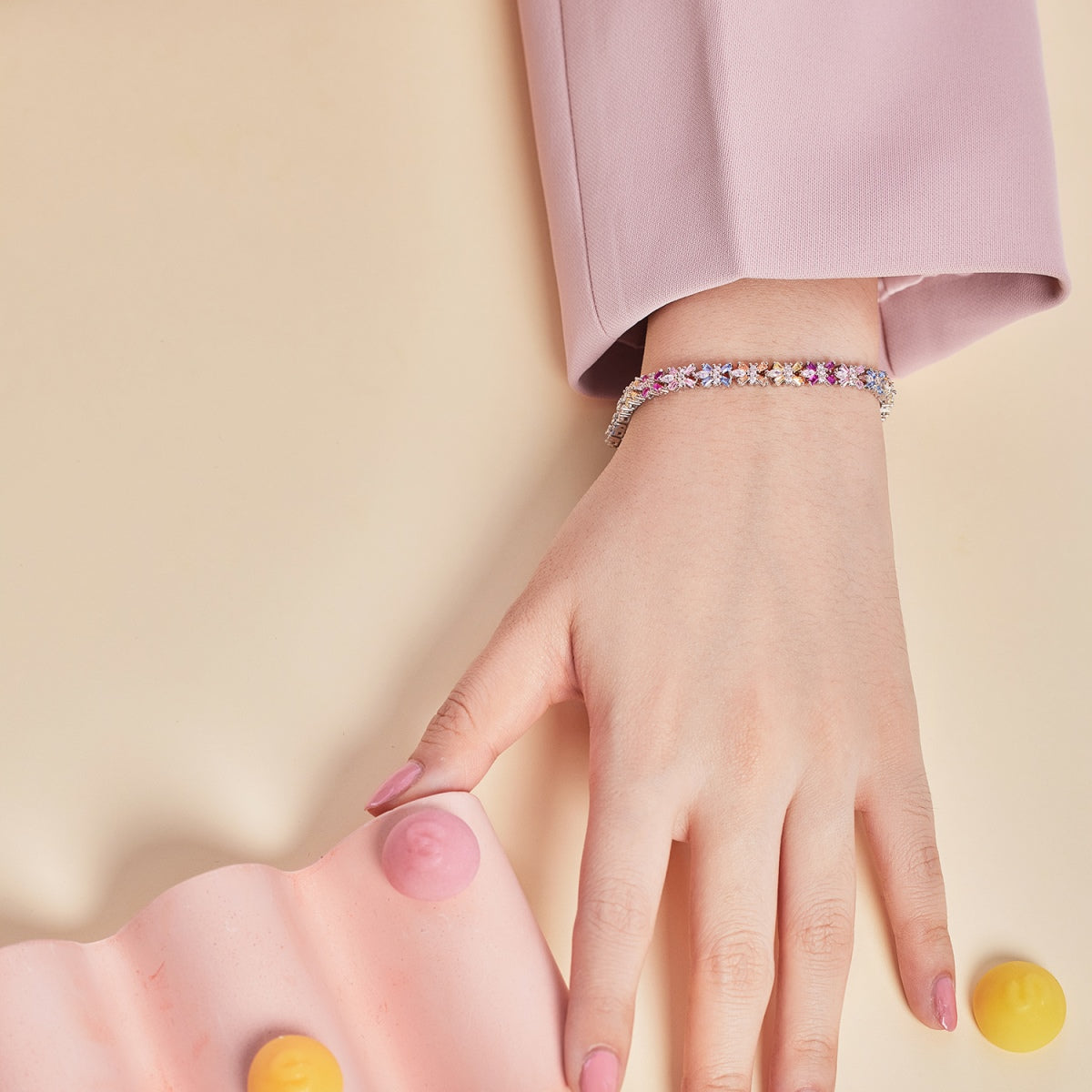 [ElanLuxe Jewelry]Radiant Colorful Emerald Cut Party Bracelet