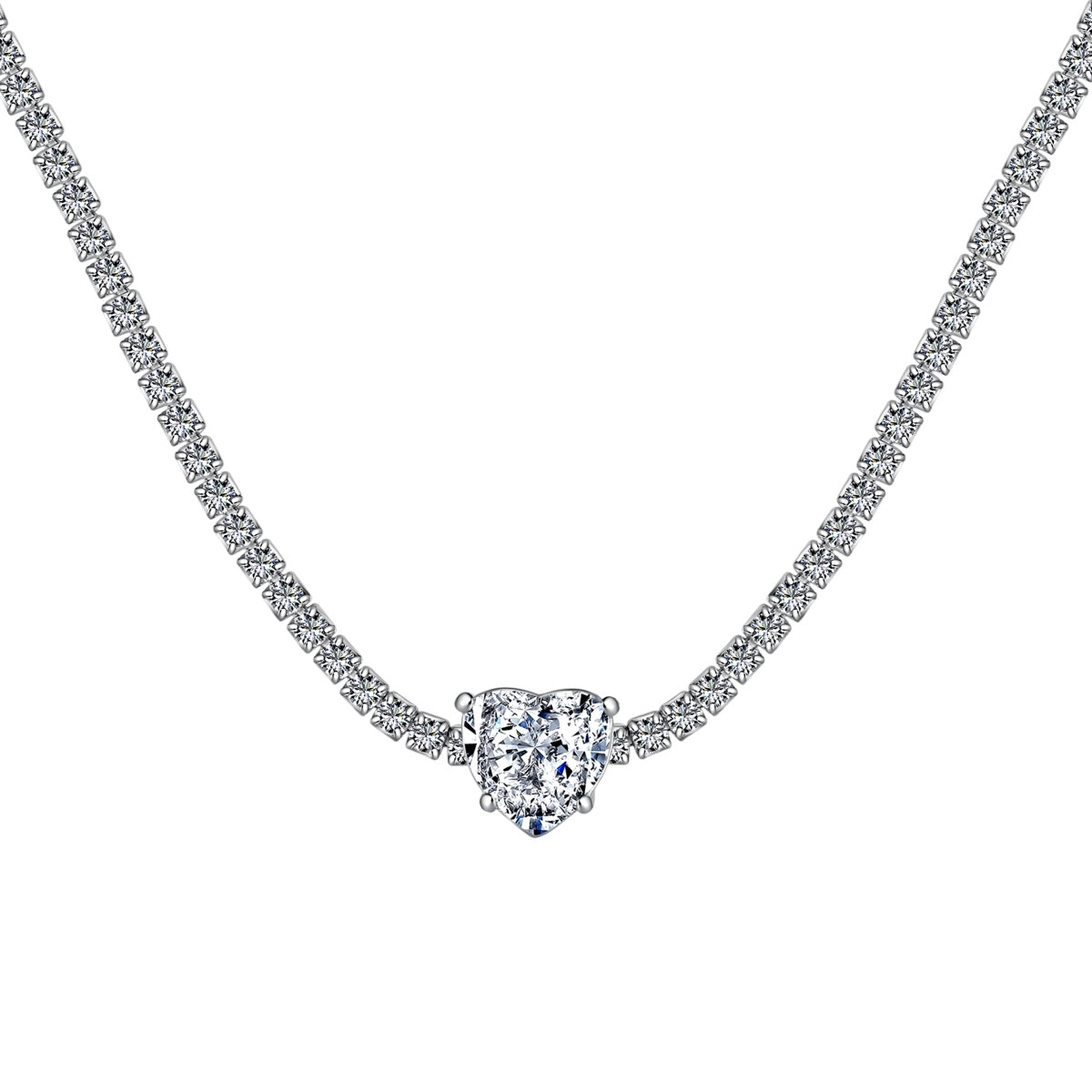 [ElanLuxe Jewelry]2.0 Carat Sparkling Tennis Heart Cut Necklace