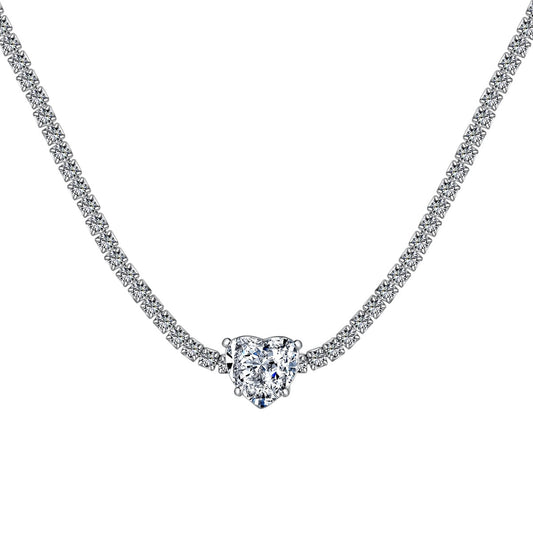 [ElanLuxe Jewelry]2.0 Carat Sparkling Tennis Heart Cut Necklace