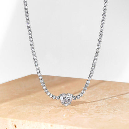 [ElanLuxe Jewelry]2.0 Carat Sparkling Tennis Heart Cut Necklace