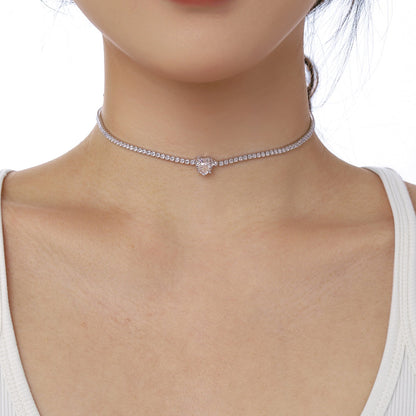 [ElanLuxe Jewelry]2.0 Carat Sparkling Tennis Heart Cut Necklace