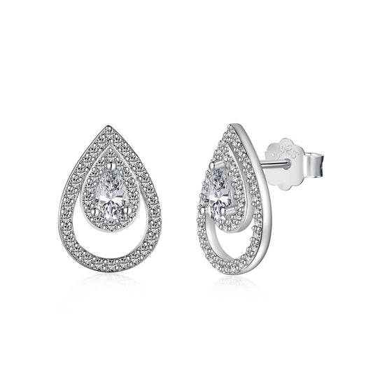 [ElanLuxe Jewelry]Sparkling Delicate Water Drop Shape Daily Earrings