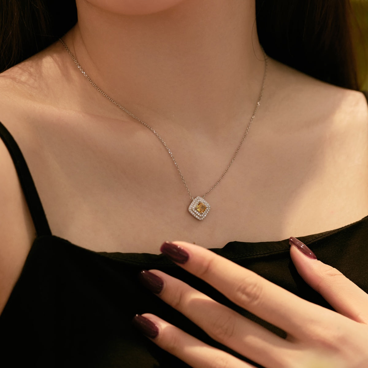 [ElanLuxe Jewelry]Sparkling Asscher Cut Necklace