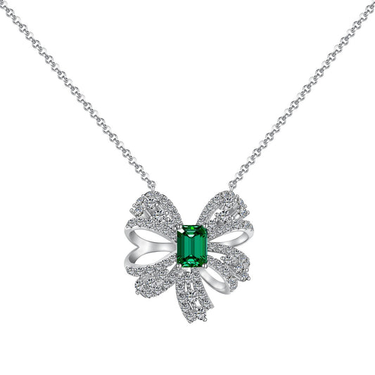 [ElanLuxe Jewelry]Luxurious Flower Shape Emerald Cut Necklace