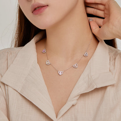 [ElanLuxe Jewelry]Sparkling Five Heart Necklace