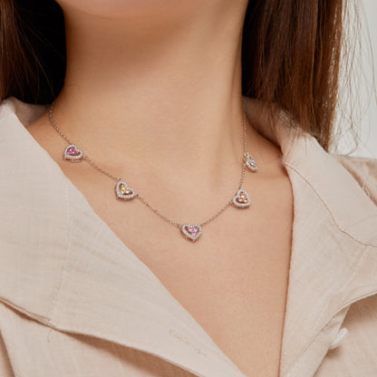 [ElanLuxe Jewelry]Sparkling Five Heart Necklace