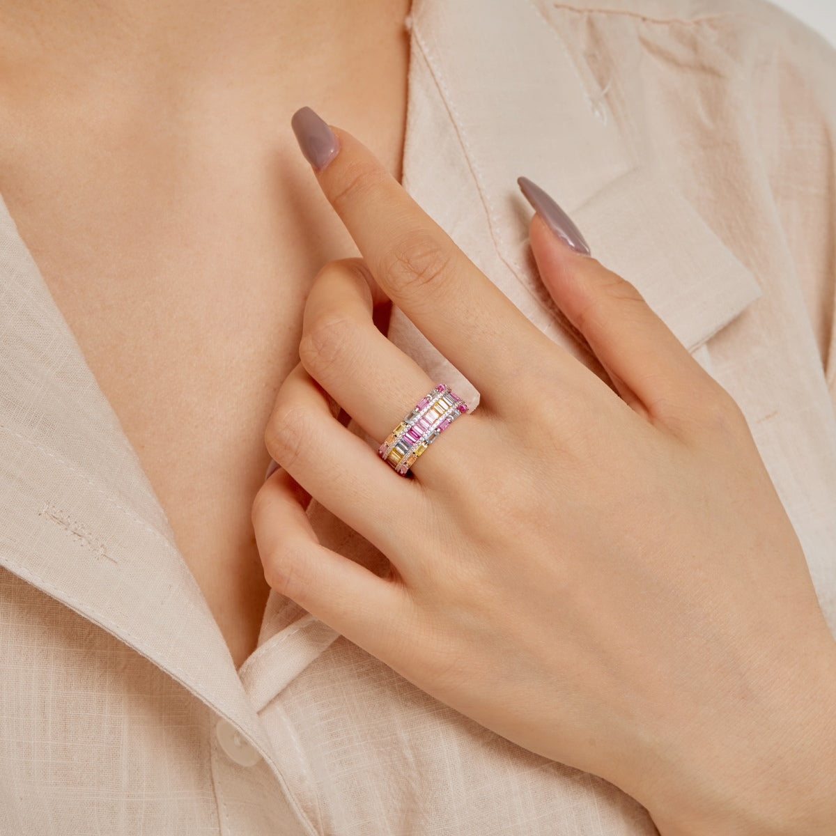 [ElanLuxe Jewelry]Dazzling Colorful Radiant Cut Party Ring