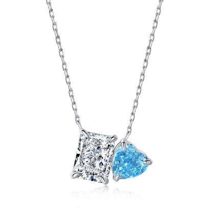 [ElanLuxe Jewelry]Dazzling Square & Heart Shape Necklace