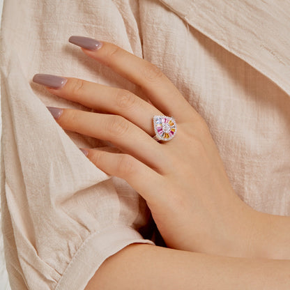 [ElanLuxe Jewelry]Elegant Colorful Water Drop Shape Banquet Ring