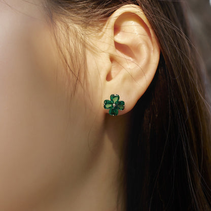 [ElanLuxe Jewelry]Four-Leaf Clover Ball Earrings