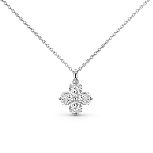 [ElanLuxe Jewelry]Heart-Shaped Four-Leaf Clover Bead Necklace