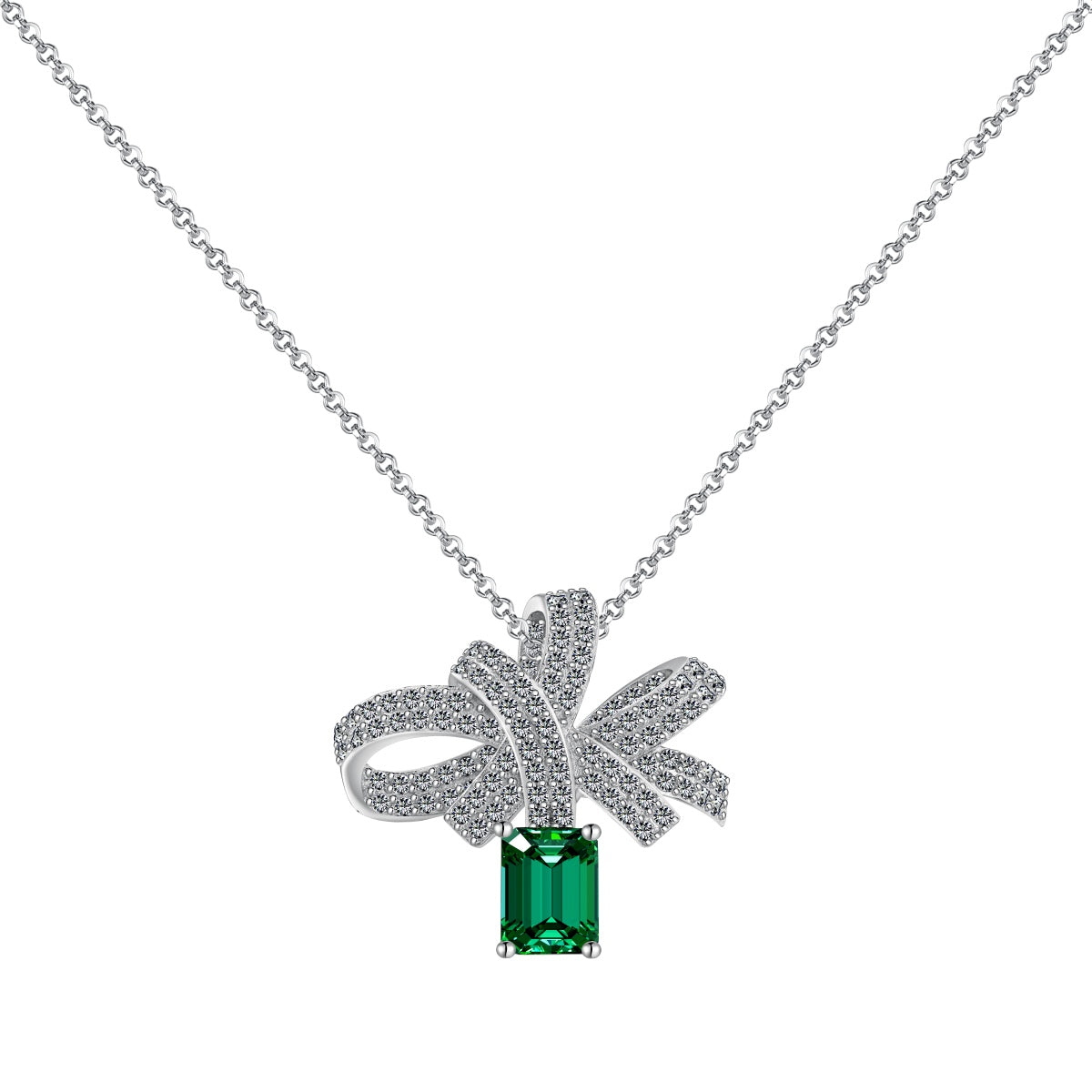 [ElanLuxe Jewelry]Luxurious Flower Shape Emerald Cut Necklace