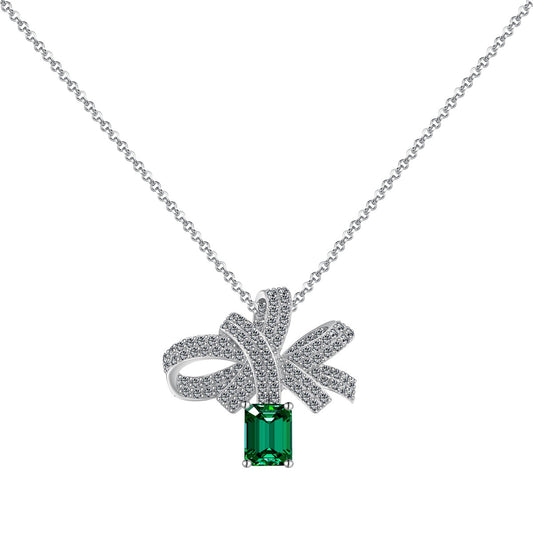 [ElanLuxe Jewelry]Luxurious Flower Shape Emerald Cut Necklace
