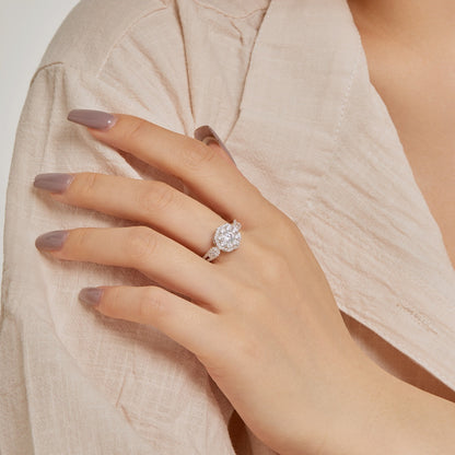 [ElanLuxe Jewelry]Delicate Colorful Round Cut Flower Shape Wedding Ring