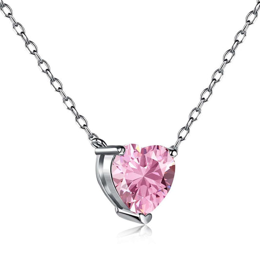 [ElanLuxe Jewelry]Heart Shape Main Stone Pendant Collarbone Necklace