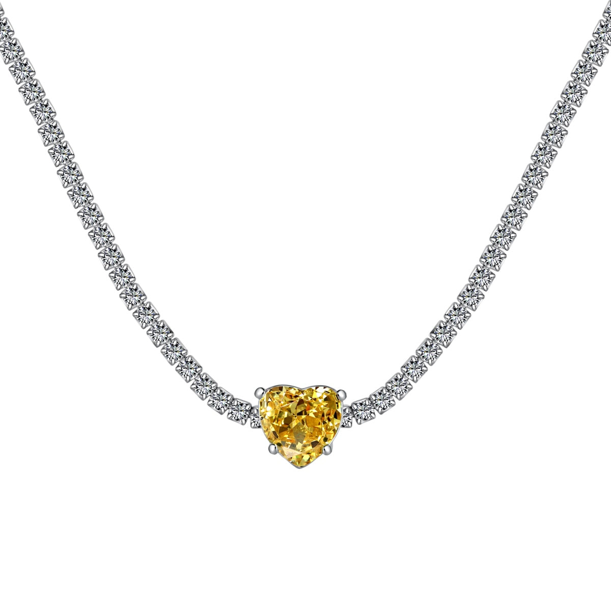 [ElanLuxe Jewelry]2.0 Carat Sparkling Tennis Heart Cut Necklace