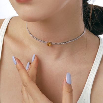[ElanLuxe Jewelry]2.0 Carat Sparkling Tennis Heart Cut Necklace