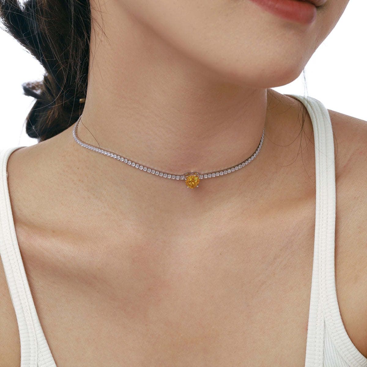 [ElanLuxe Jewelry]2.0 Carat Sparkling Tennis Heart Cut Necklace