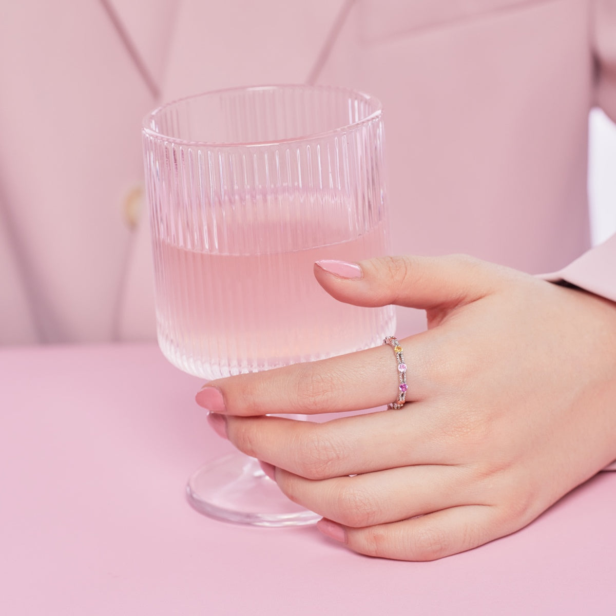 [ElanLuxe Jewelry]Sparkling Colorful Round Cut Tennis Ring