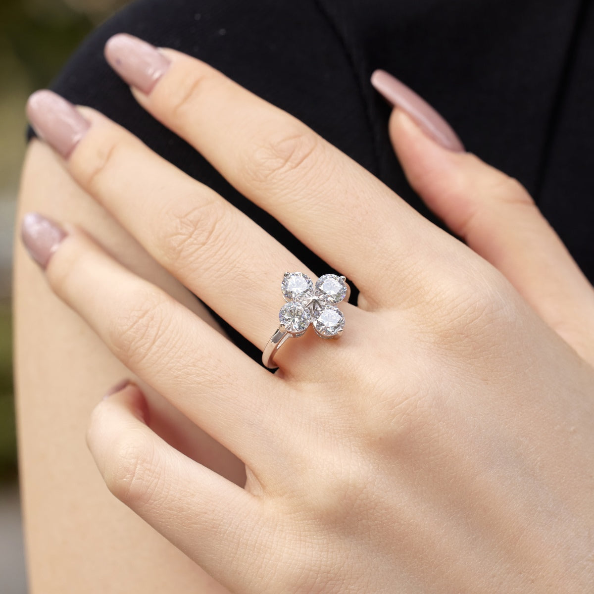 [ElanLuxe Jewelry]Four-Leaf Clover Eight-Pointed Star Ring