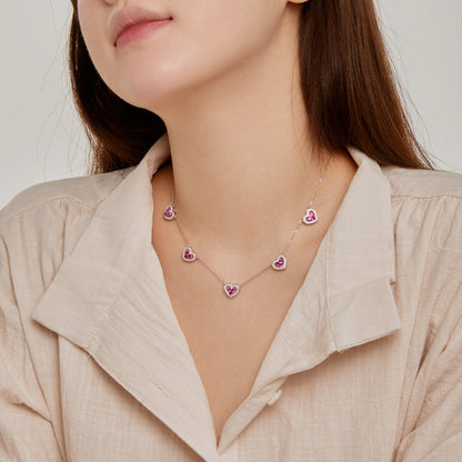 [ElanLuxe Jewelry]Sparkling Five Heart Necklace
