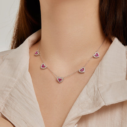 [ElanLuxe Jewelry]Sparkling Five Heart Necklace