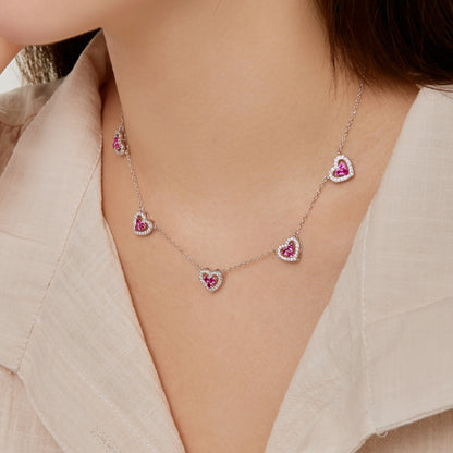 [ElanLuxe Jewelry]Sparkling Five Heart Necklace