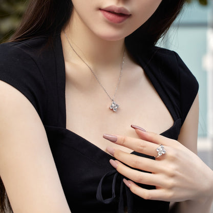 [ElanLuxe Jewelry]Four-Leaf Clover And Eight-Pointed Star Necklace