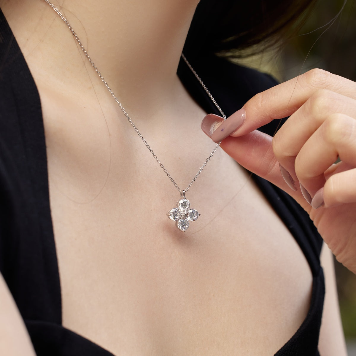 [ElanLuxe Jewelry]Four-Leaf Clover And Eight-Pointed Star Necklace