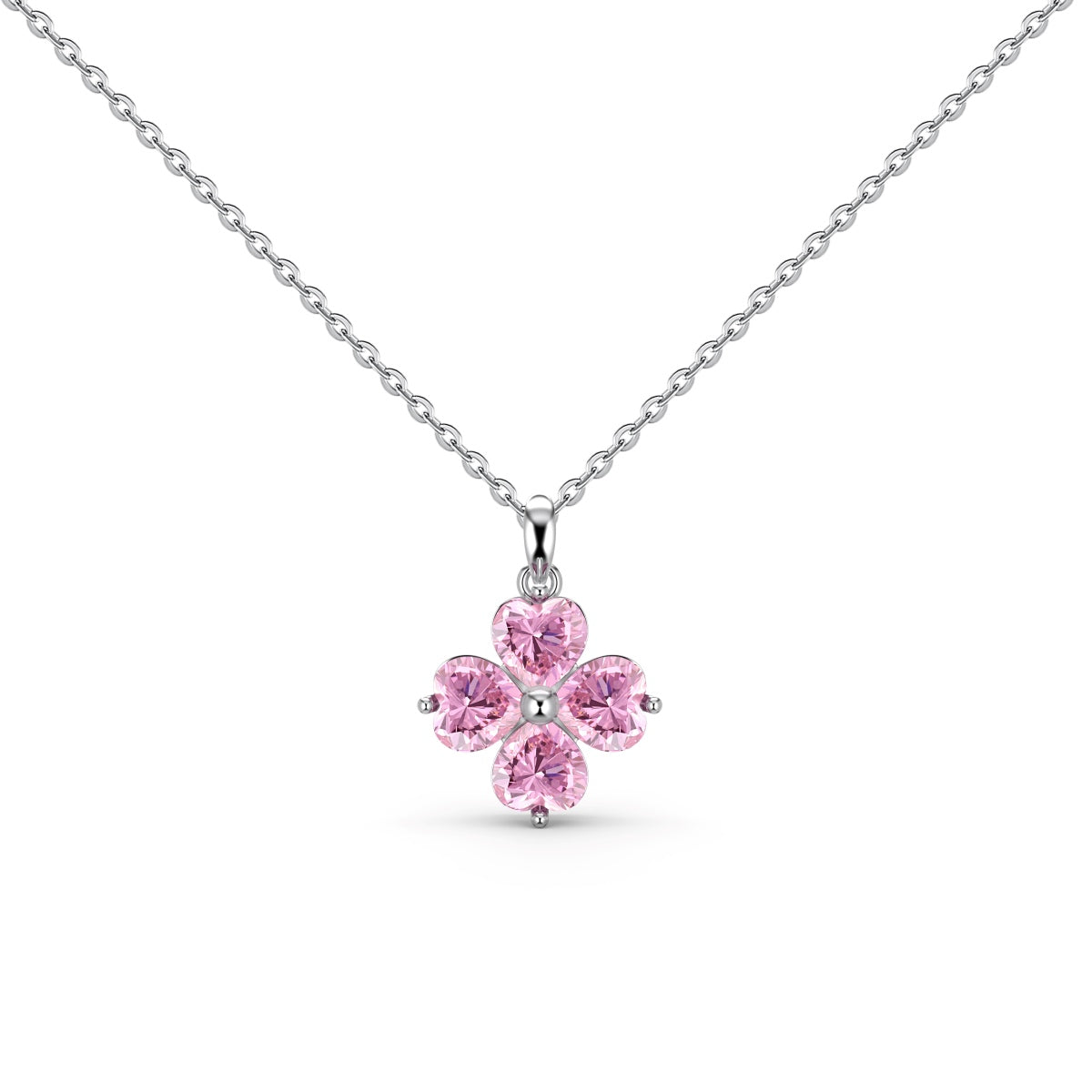 [ElanLuxe Jewelry]Heart-Shaped Four-Leaf Clover Bead Necklace