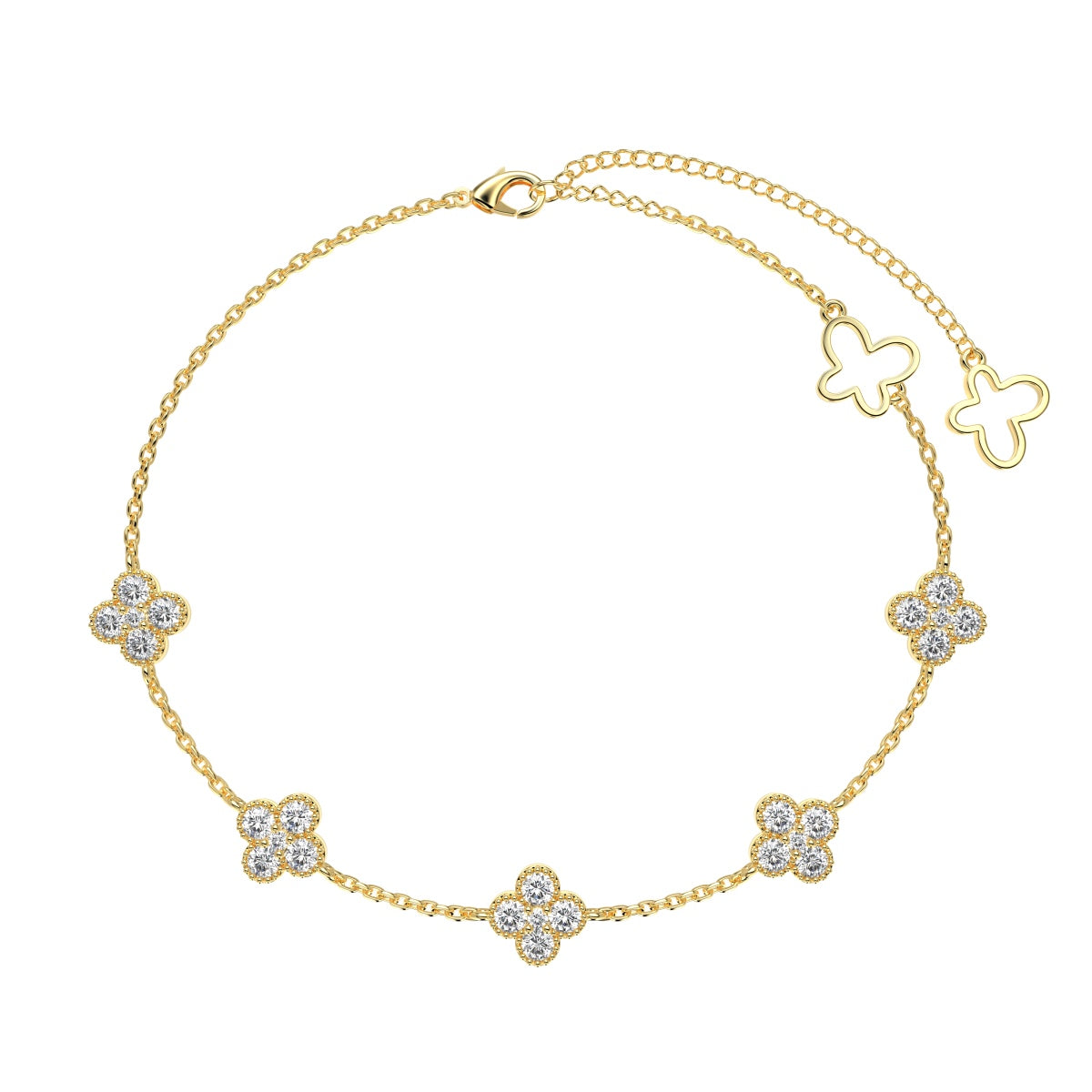[ElanLuxe Jewelry]Four-Leaf Clover Hollow Butterfly Bracelet