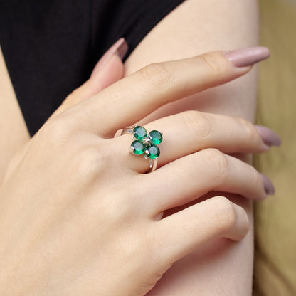 [ElanLuxe Jewelry]Four-Leaf Clover Eight-Pointed Star Ring
