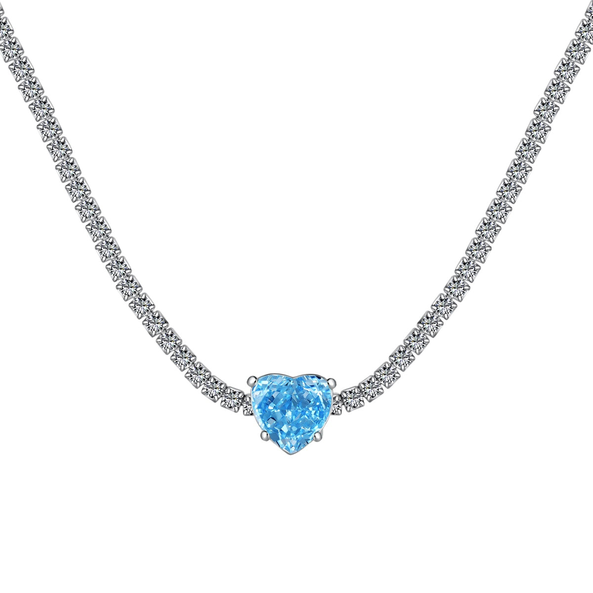 [ElanLuxe Jewelry]2.0 Carat Sparkling Tennis Heart Cut Necklace