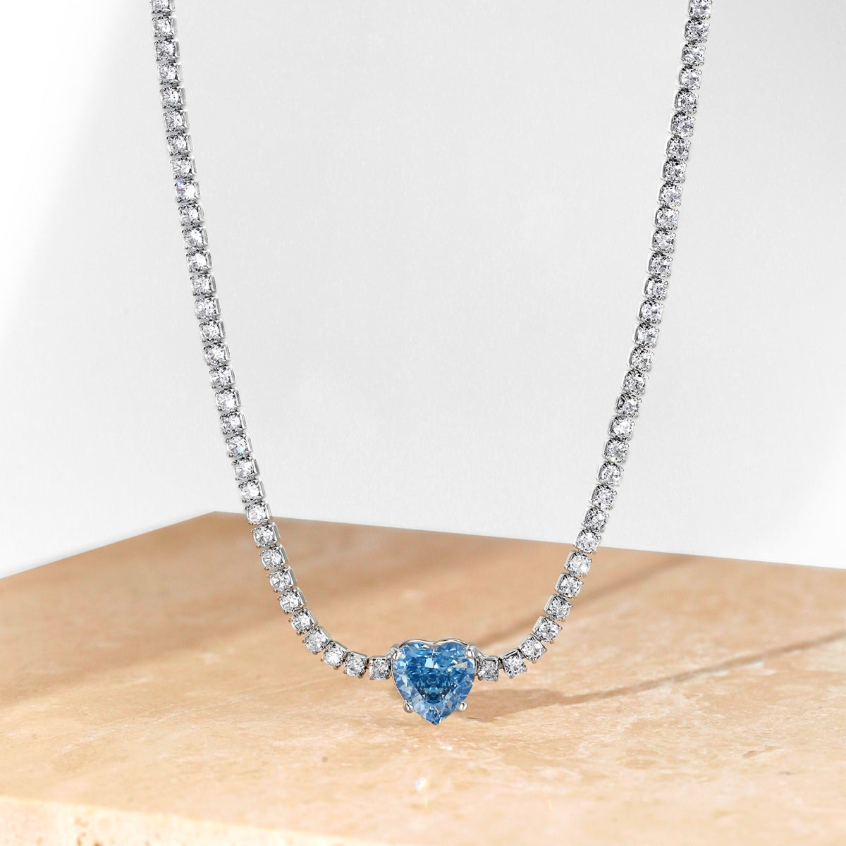 [ElanLuxe Jewelry]2.0 Carat Sparkling Tennis Heart Cut Necklace