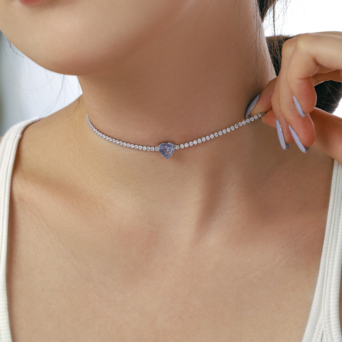 [ElanLuxe Jewelry]2.0 Carat Sparkling Tennis Heart Cut Necklace