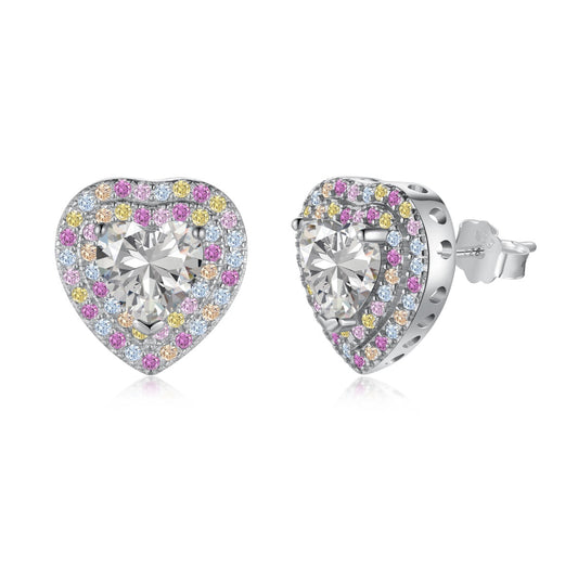 [ElanLuxe Jewelry]Dazzling Heart Shape Lover Earrings