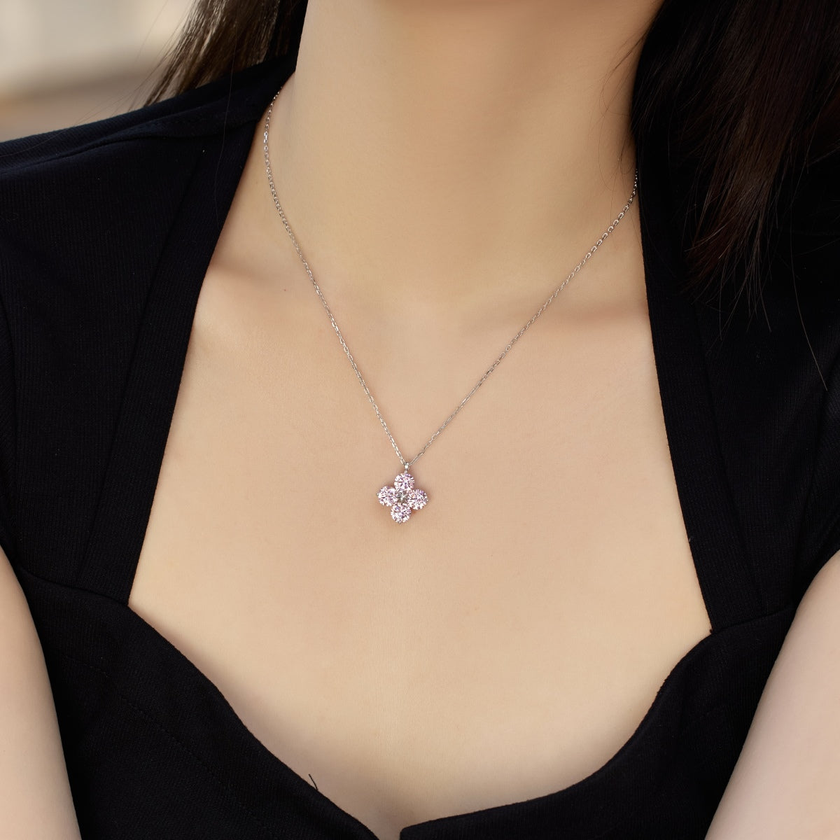 [ElanLuxe Jewelry]Four-Leaf Clover And Eight-Pointed Star Necklace