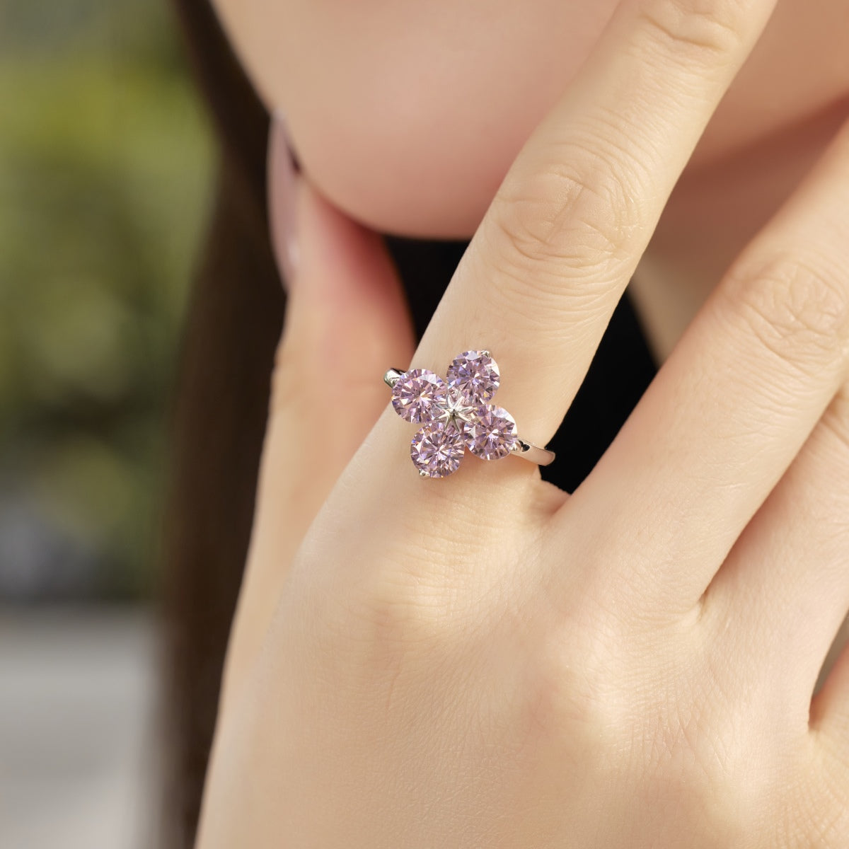 [ElanLuxe Jewelry]Four-Leaf Clover Eight-Pointed Star Ring