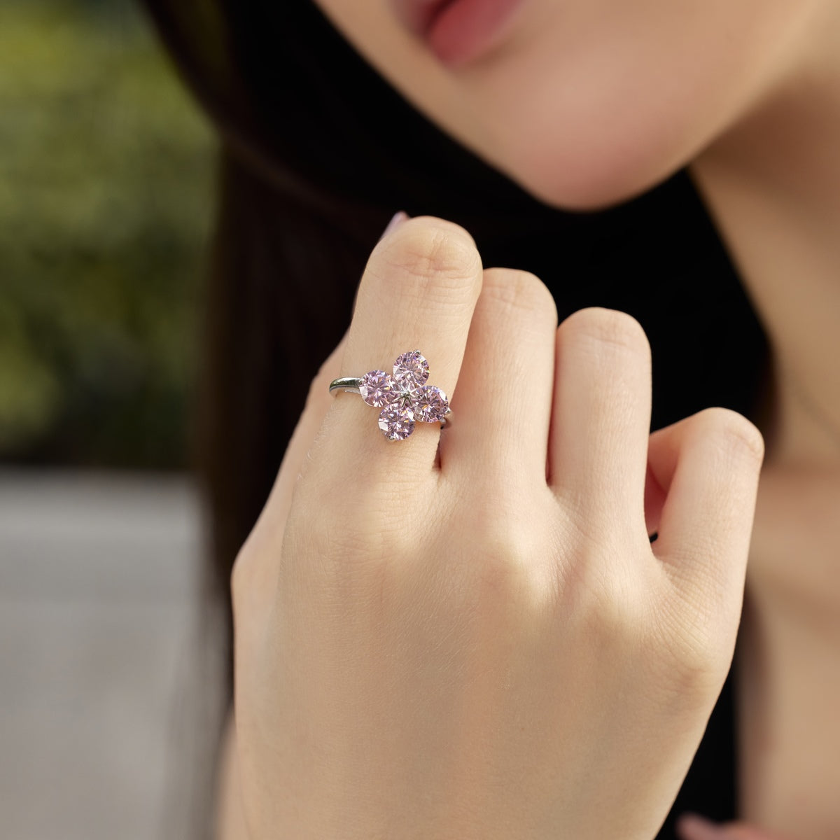 [ElanLuxe Jewelry]Four-Leaf Clover Eight-Pointed Star Ring