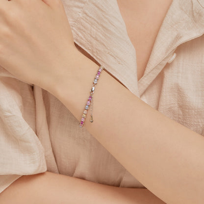 [ElanLuxe Jewelry]Delicate Colorful Emerald Cut Party Bracelet