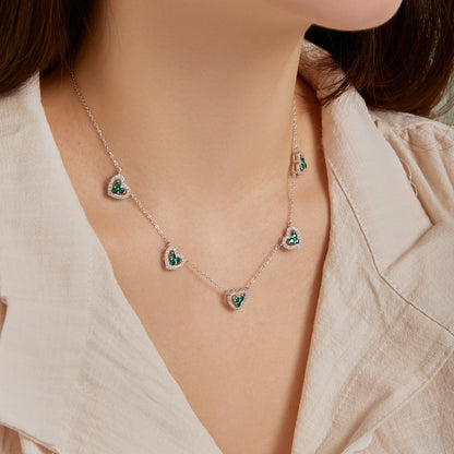 [ElanLuxe Jewelry]Sparkling Five Heart Necklace