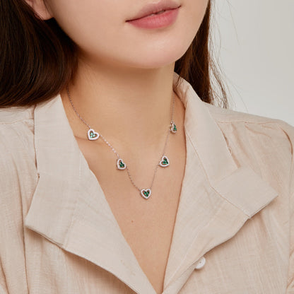 [ElanLuxe Jewelry]Sparkling Five Heart Necklace