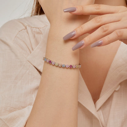 [ElanLuxe Jewelry]Delicate Colorful Emerald Cut Daily Bracelet