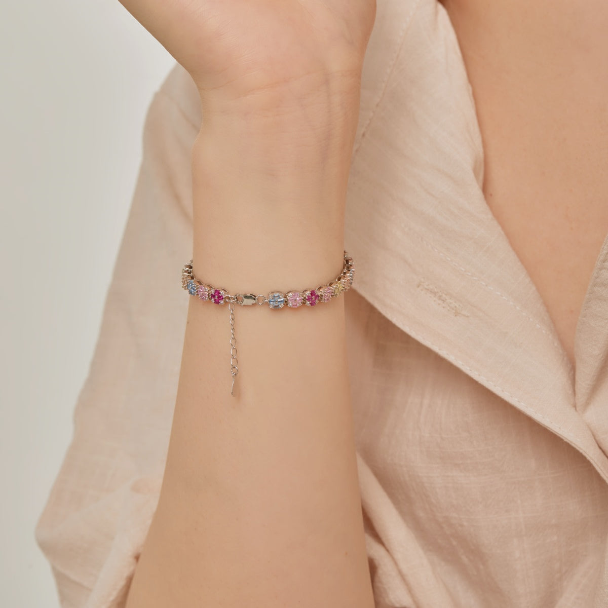 [ElanLuxe Jewelry]Delicate Colorful Emerald Cut Daily Bracelet