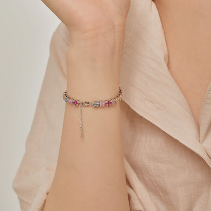 [ElanLuxe Jewelry]Delicate Colorful Emerald Cut Daily Bracelet
