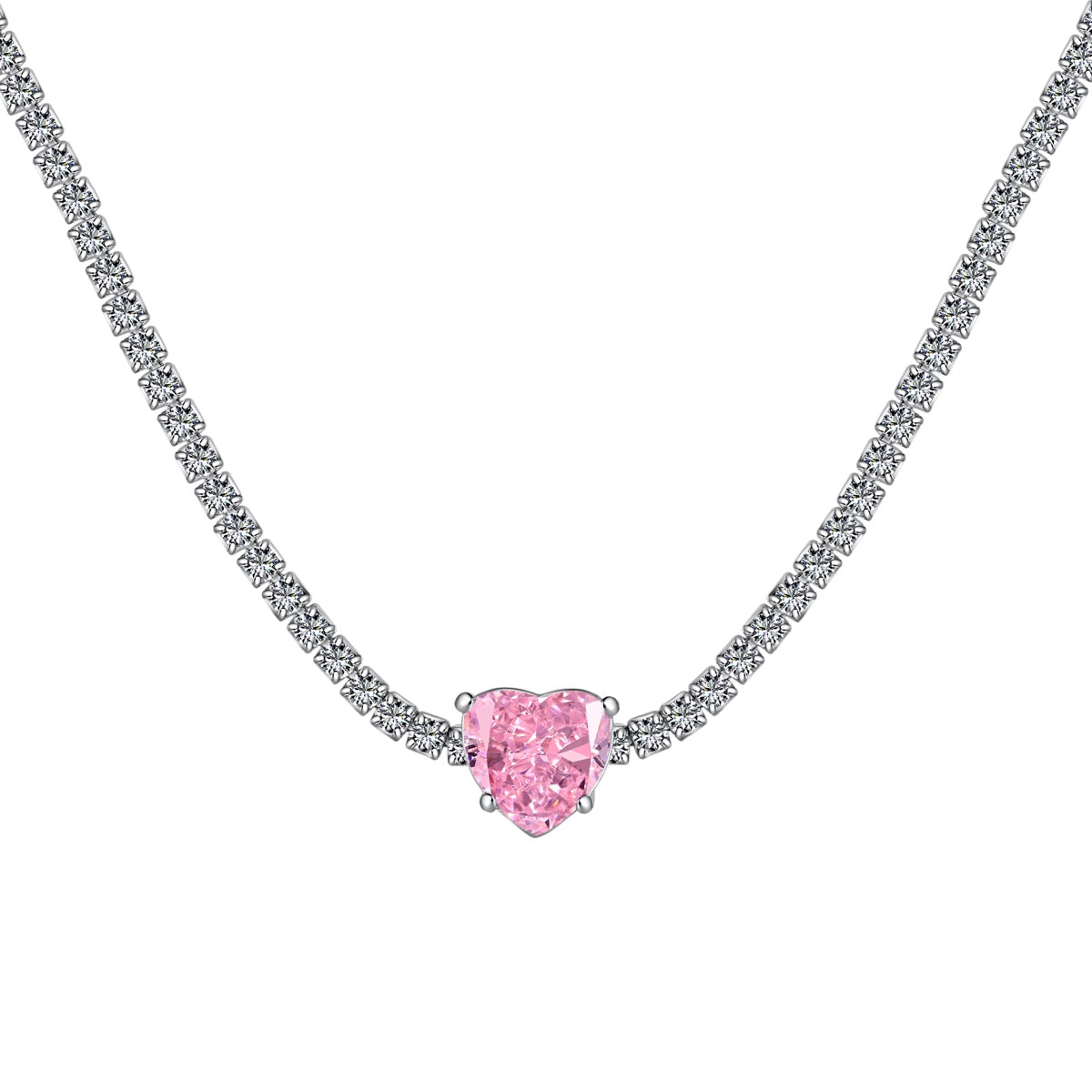 [ElanLuxe Jewelry]2.0 Carat Sparkling Tennis Heart Cut Necklace