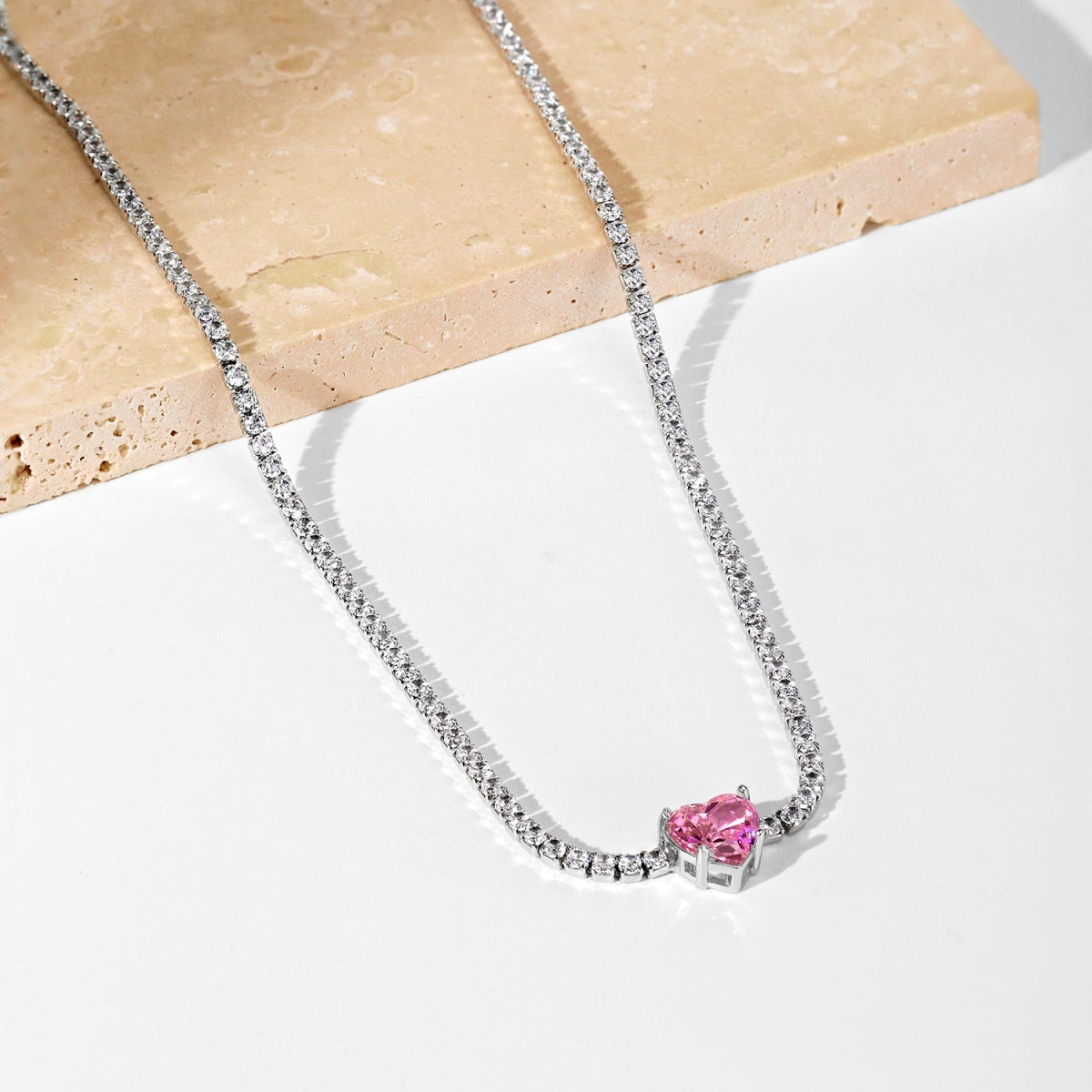 [ElanLuxe Jewelry]2.0 Carat Sparkling Tennis Heart Cut Necklace