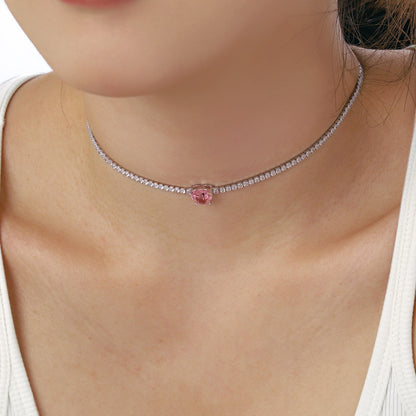 [ElanLuxe Jewelry]2.0 Carat Sparkling Tennis Heart Cut Necklace